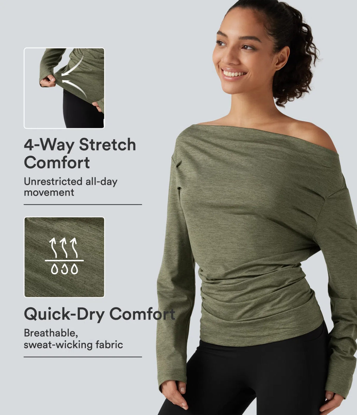 Evoraa Lyra™ Off-Shoulder Active Top